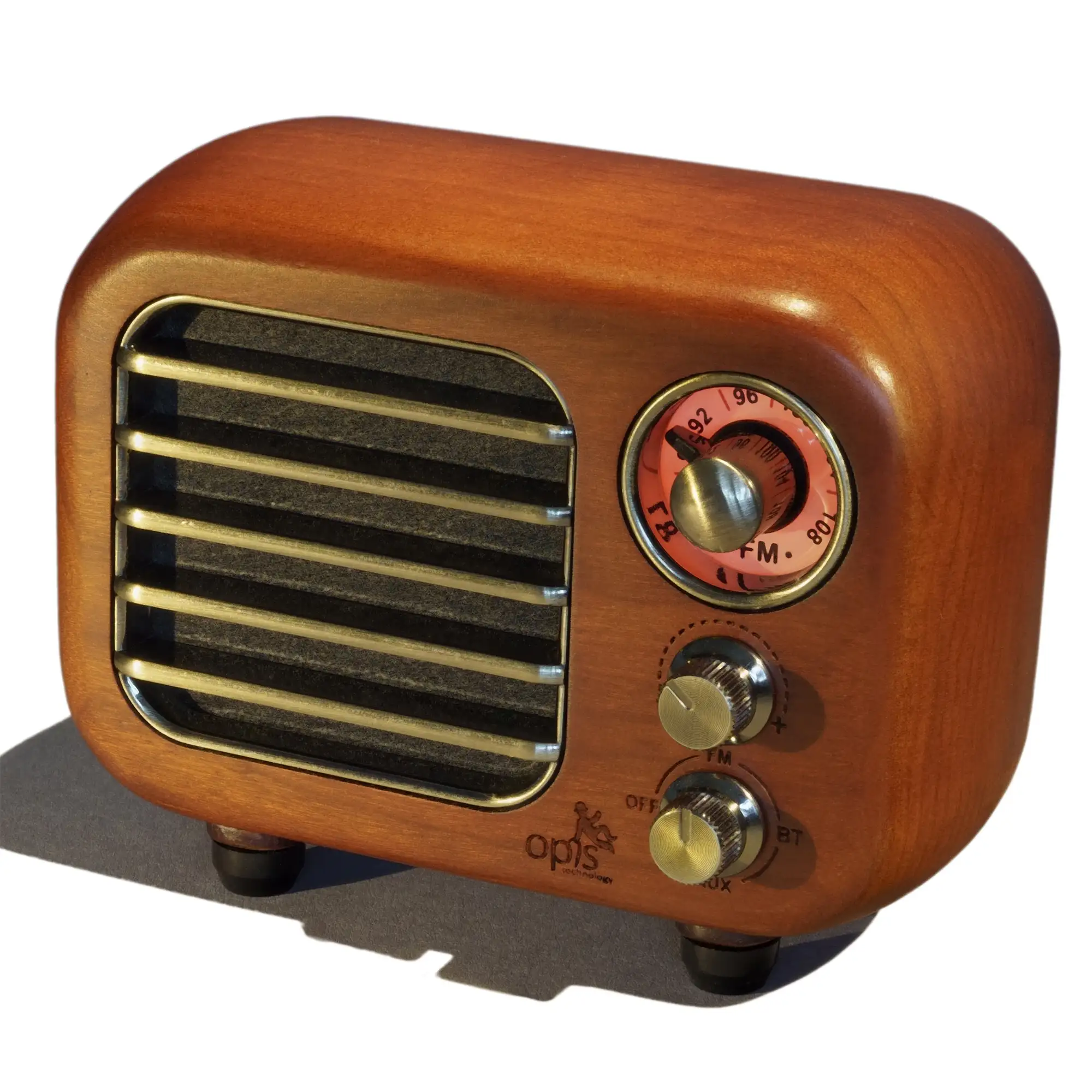 Opis Radio 3 – Piccolo altoparlante Bluetooth retrò in legno e radio VHF  (Ciliegio) - Opis Technology