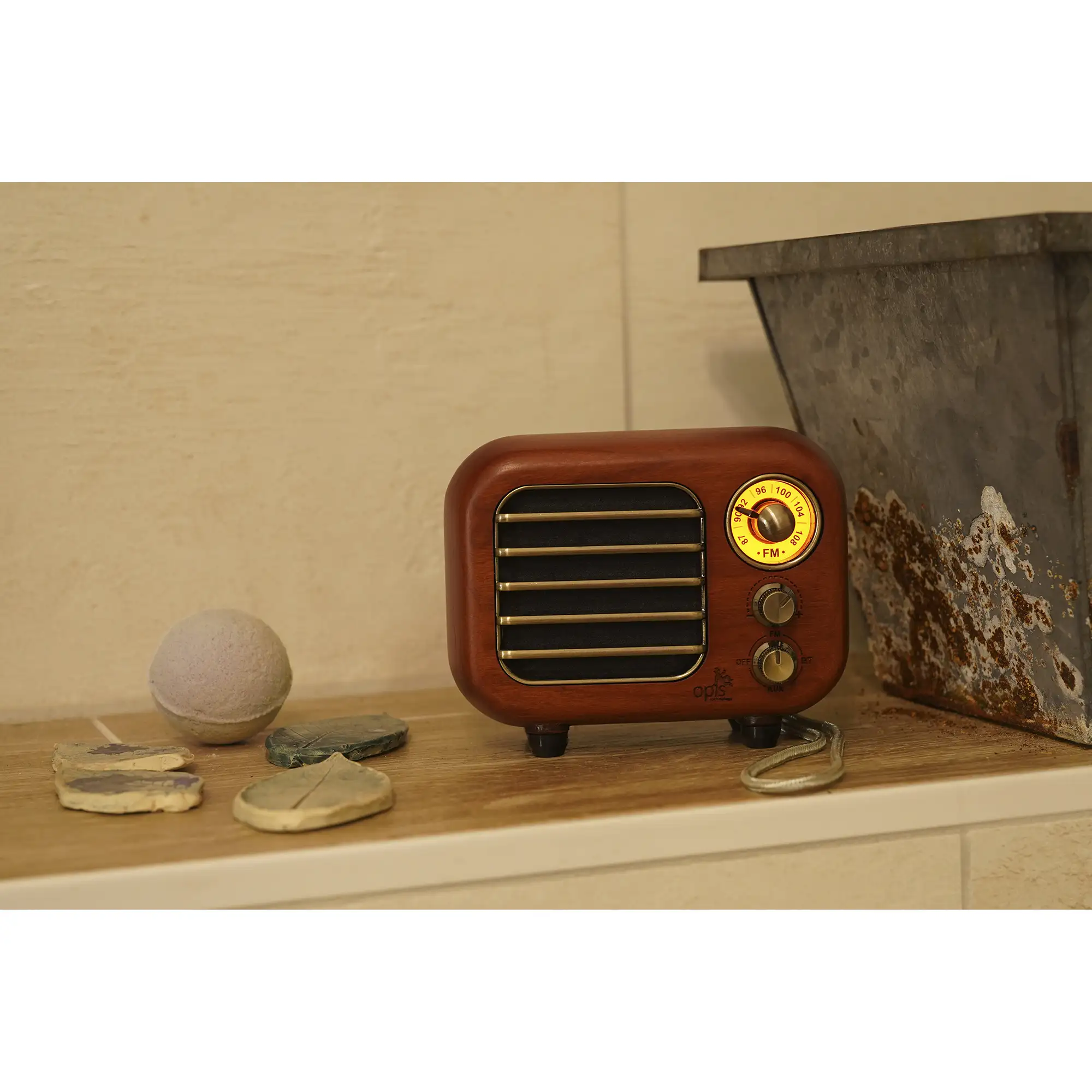 Opis Radio 3 – Small Wooden Retro Bluetooth Speaker and VHF Radio (Cherry  Wood) - Opis Technology