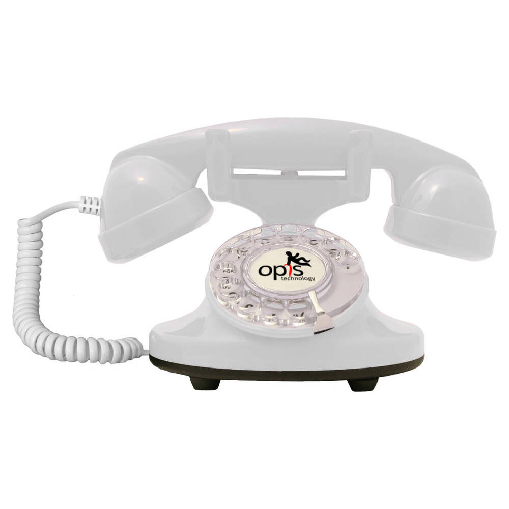 OPIS FunkyFon cable orange Rotary dial disc retro telephone in the sinuous style of the 1920s with modern electronic bell