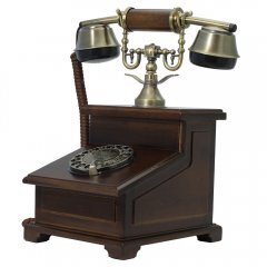 Opis 1921 cable Retrotelefon aus Holz und Metall / Holztelefon / Klassisches Telefon (Modell E)