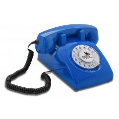 Opis 60s cable Retrotelefon / Festnetztelefon / Nostalgietelefon / Vintagetelefon (blau)