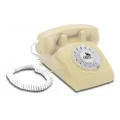Opis 60s cable Retrotelefon / Festnetztelefon / Nostalgietelefon / Vintagetelefon (beige)
