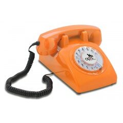 Opis 60s cable Retrotelefon / Festnetztelefon / Nostalgietelefon / Vintagetelefon (orange)