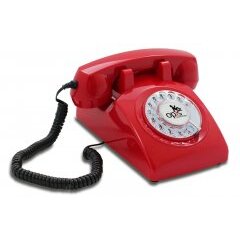 Opis 60s cable Retrotelefon / Festnetztelefon / Nostalgietelefon / Vintagetelefon (rot)