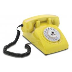 Opis 60s cable Retrotelefon / Festnetztelefon / Nostalgietelefon / Vintagetelefon (gelb)