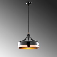 Opis PL5 Big (Ø36cm) - Elegante lámpara colgante realizada en metal negro y cobre