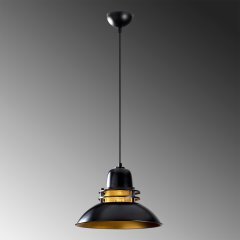 Opis PL7 (Ø34cm) - Elegante lámpara colgante realizada en metal negro y cobre