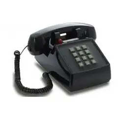 Opis PushMeFon cable Retrotelefon mit Tasten, Tastentelefon, Festnetztelefon, US Telefon (schwarz)