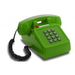 Opis PushMeFon cable Retrotelefon mit Tasten, Tastentelefon, Festnetztelefon, US Telefon (grün)