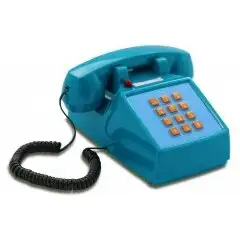 Opis PushMeFon cable Retrotelefon mit Tasten, Tastentelefon, Festnetztelefon, US Telefon (hellblau)