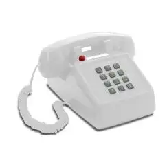Opis PushMeFon cable Retrotelefon mit Tasten, Tastentelefon, Festnetztelefon, US Telefon (weiß)