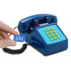 Opis PushMeFon mobile Tischhandy / GSM-Tischtelefon / Seniorenhandy (dunkelblau)