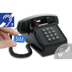 Opis PushMeFon mobile hEar Tischhandy / GSM-Tischtelefon / Seniorenhandy (schwarz)