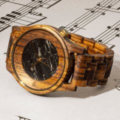 Opis UR-M4 orologio in legno e pietra da uomo (zebrano/marmo)