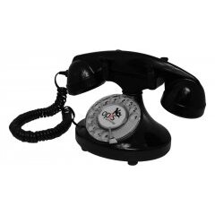 Opis FunkyFon cable Wählscheibentelefon / Retrotelefon / Nostalgietelefon (schwarz)