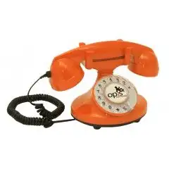 Opis FunkyFon cable Wählscheibentelefon / Retrotelefon / Nostalgietelefon (orange)