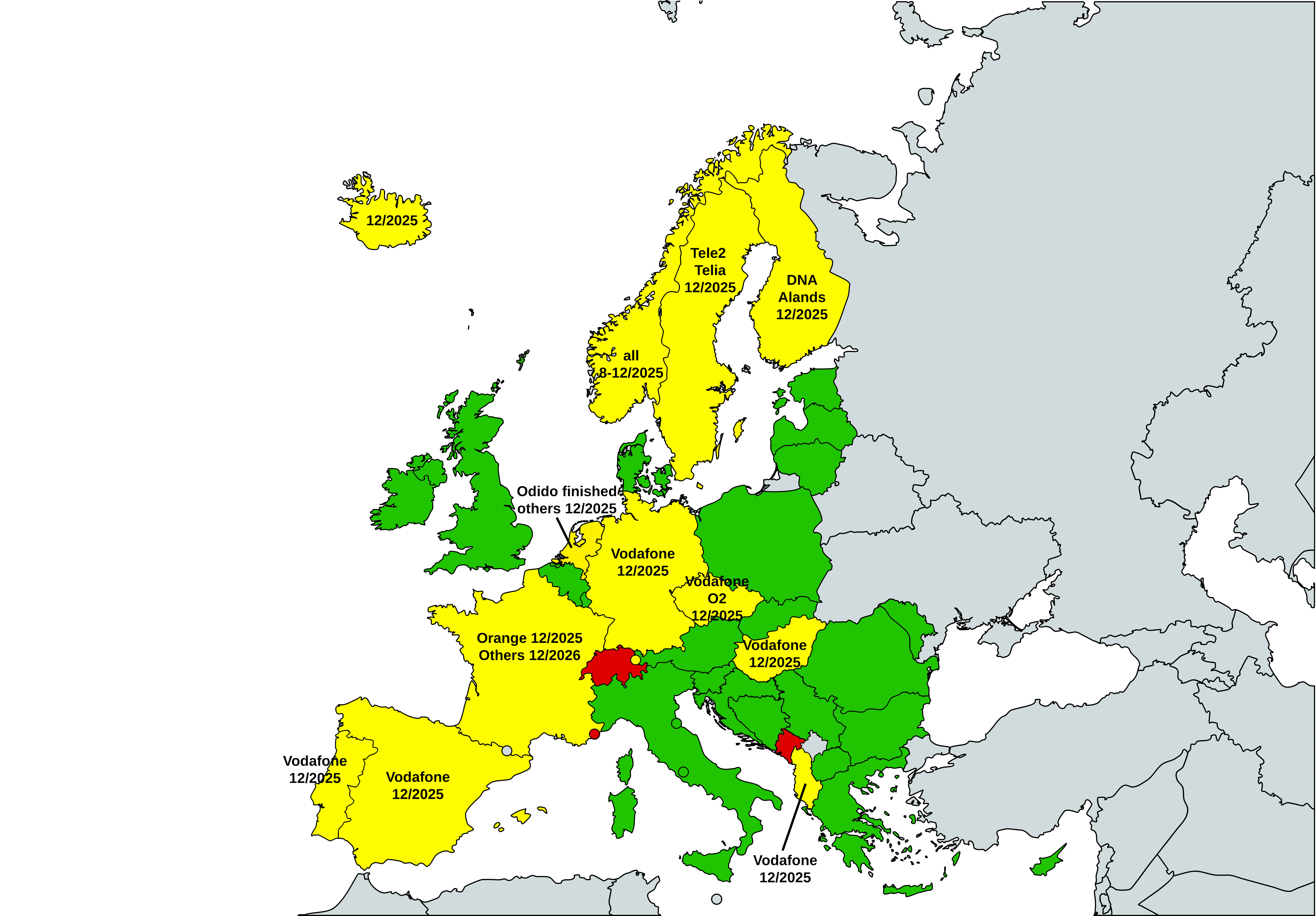 Support réseau 2G en Europe