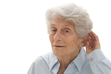 Hörprobleme bei älterer Frau ohne Opis 60s hEar Seniorentelefon